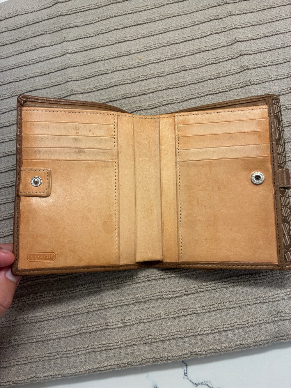 Coach Tan Signature Canvas Buckle Wallet - Picture 2 of 3